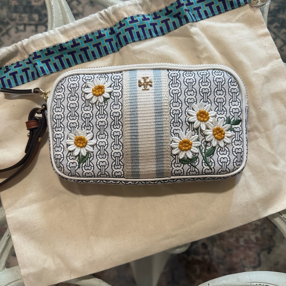Tory Burch Gray and Yellow Geometric Clutch
